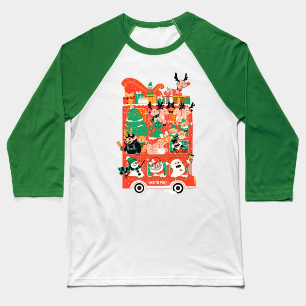 Xmas Bus Baseball T-Shirt by ppmid